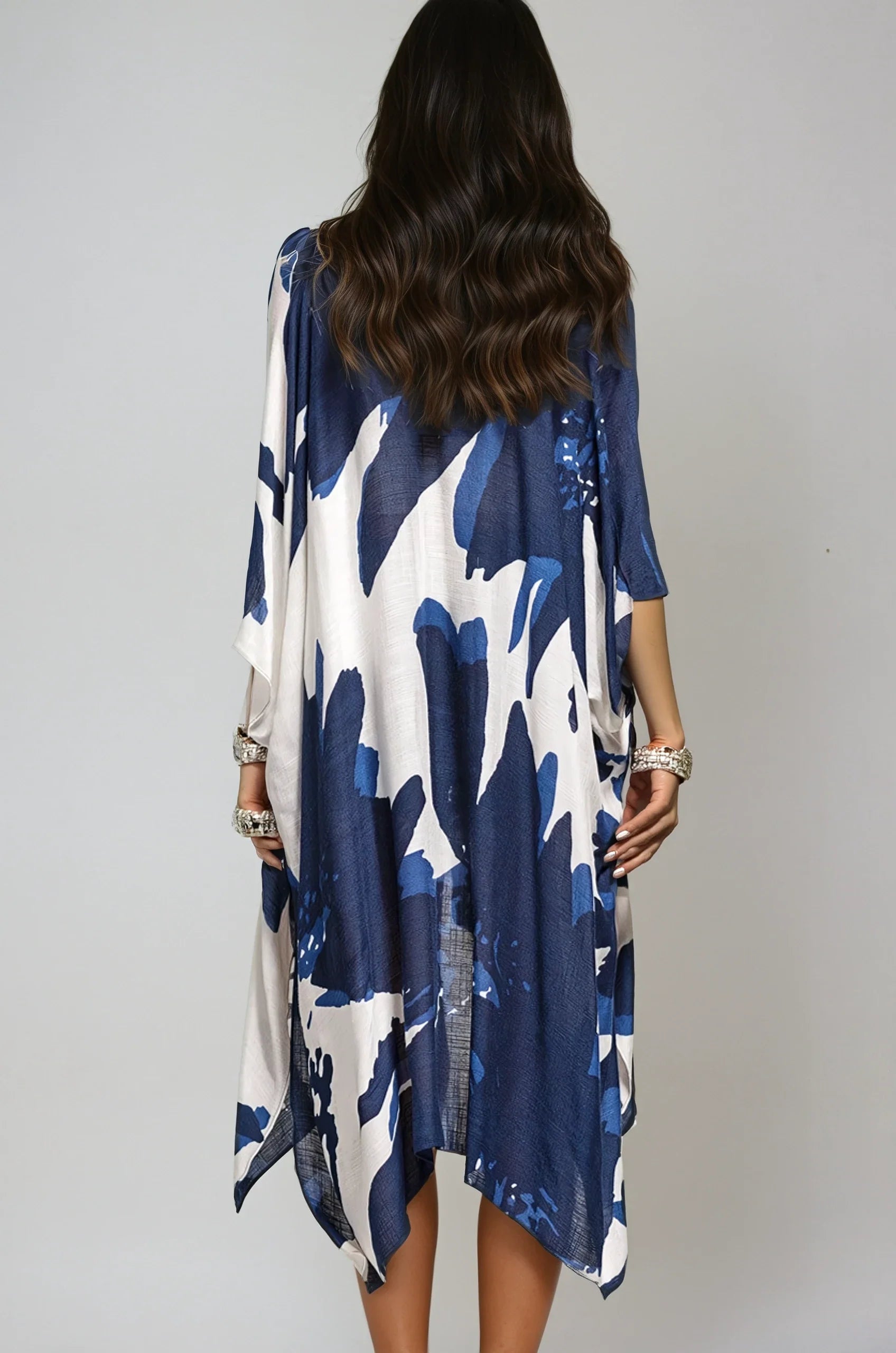 Ocean Bloom Kimono Wrap- Navy