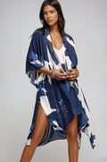 Ocean Bloom Kimono Wrap- Navy
