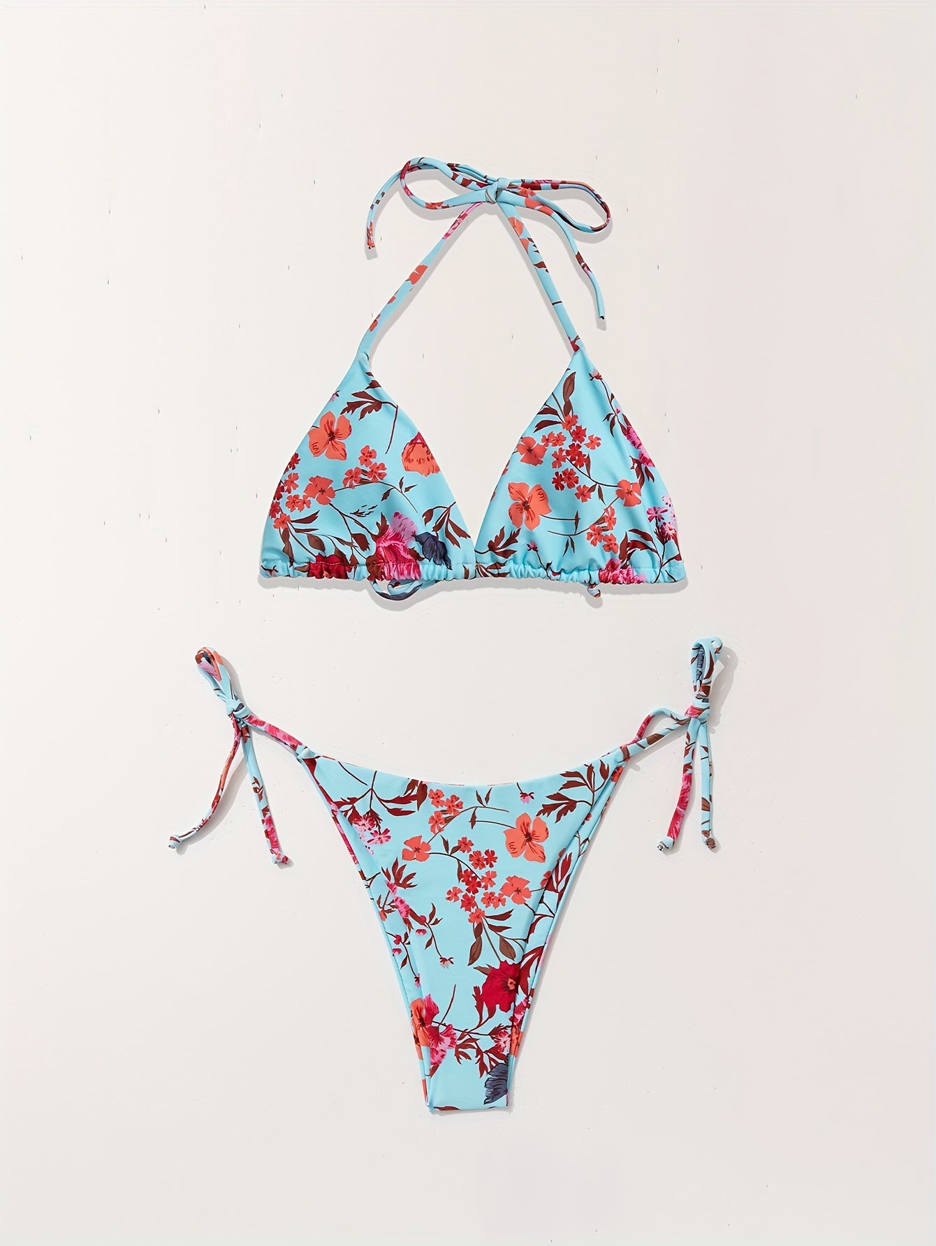 European Style Floral Print 3 Piece Swimsuit Set