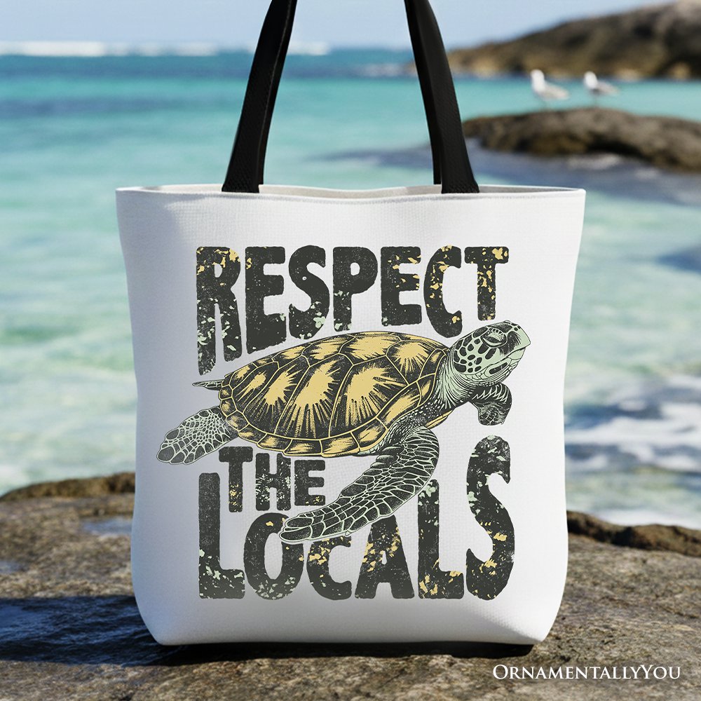“Respect the Locals” Turtle Canvas Tote Bag