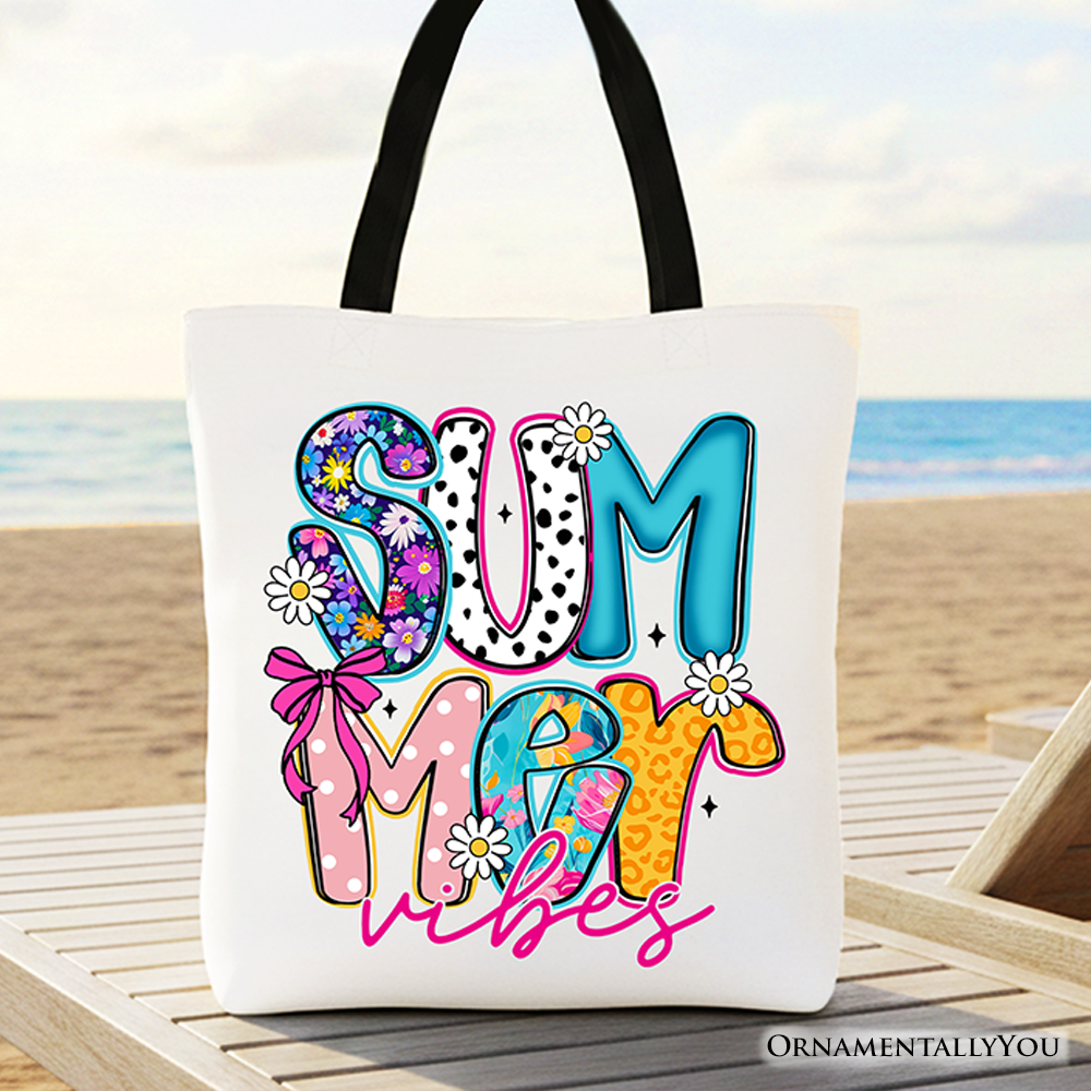 Summer Vibes Retro Floral Tote Bag