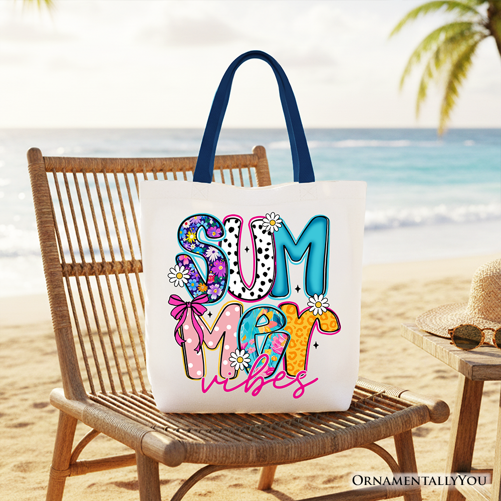 Summer Vibes Retro Floral Tote Bag