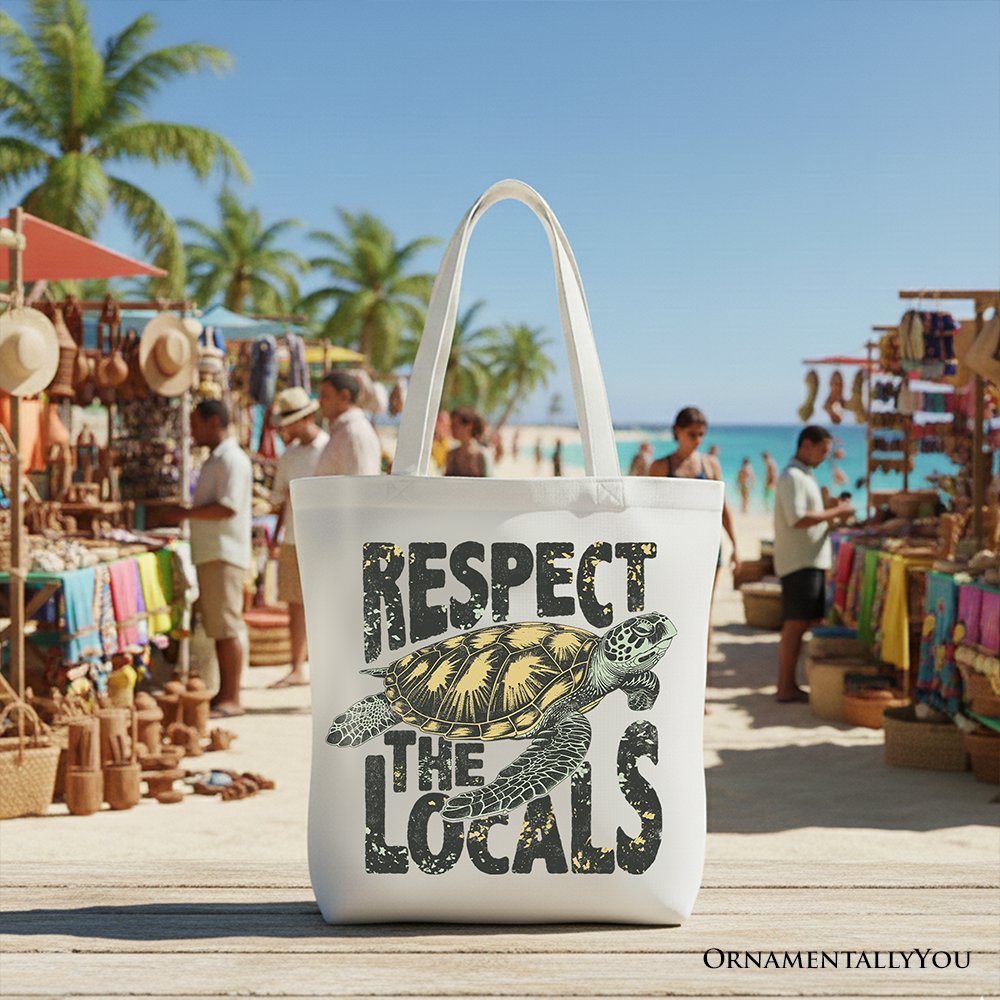 “Respect the Locals” Turtle Canvas Tote Bag