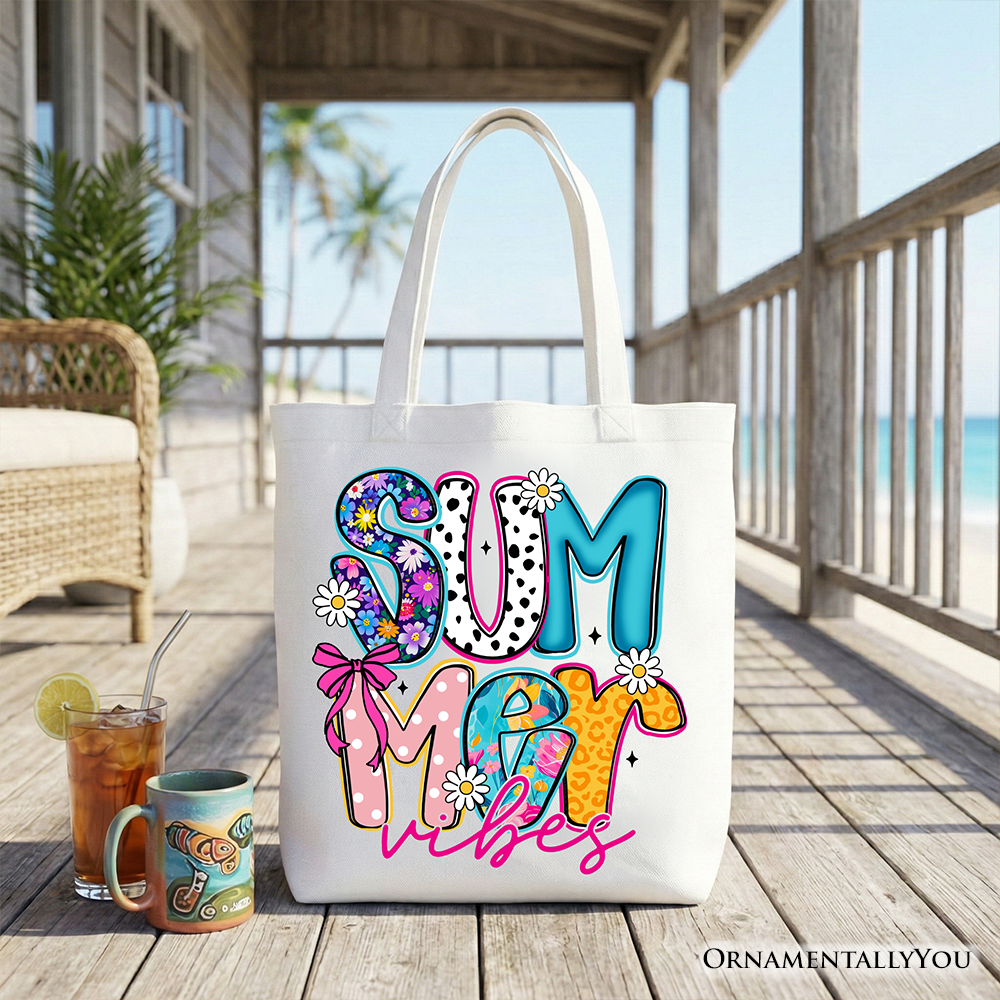 Summer Vibes Retro Floral Tote Bag