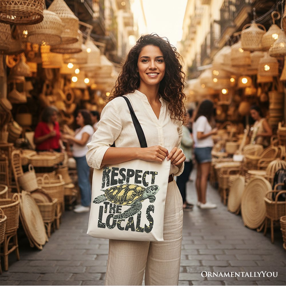 “Respect the Locals” Turtle Canvas Tote Bag