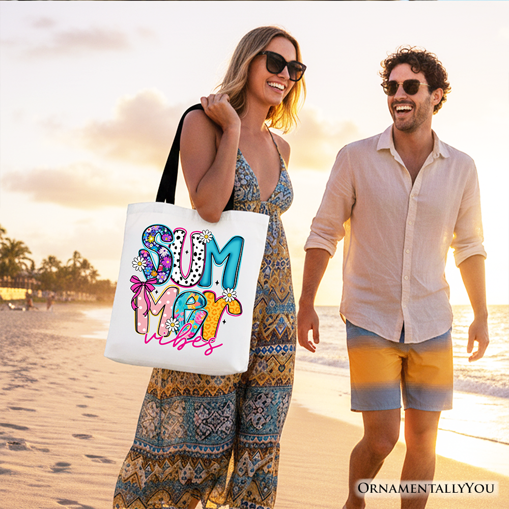 Summer Vibes Retro Floral Tote Bag