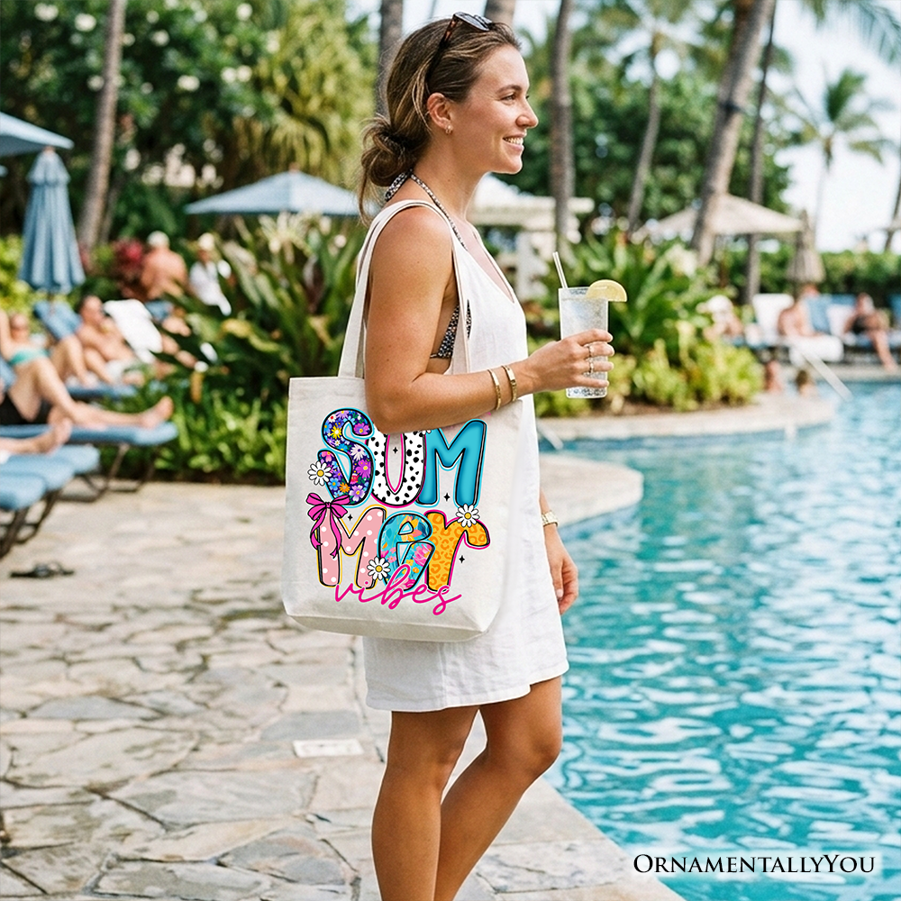 Summer Vibes Retro Floral Tote Bag