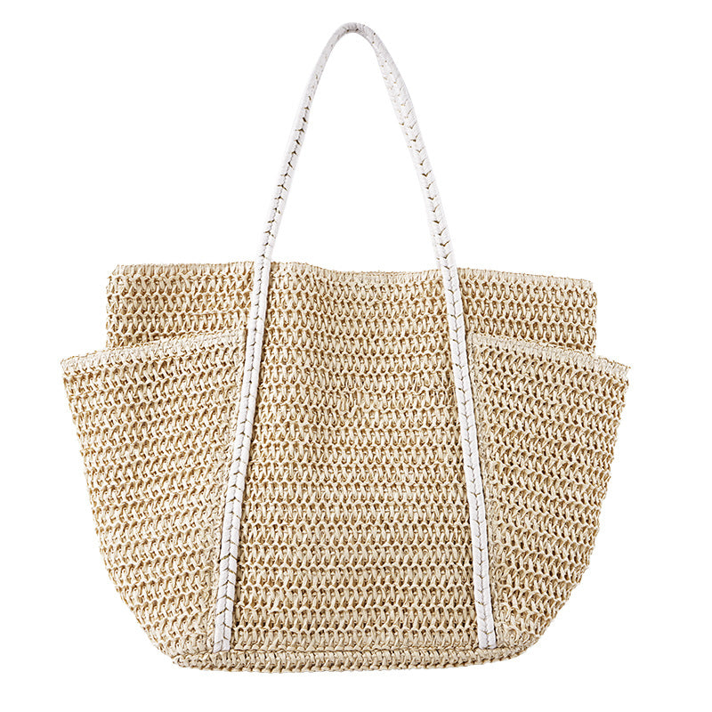 Summer Straw Tote – Large Shoulder Beach Bag, Handwoven