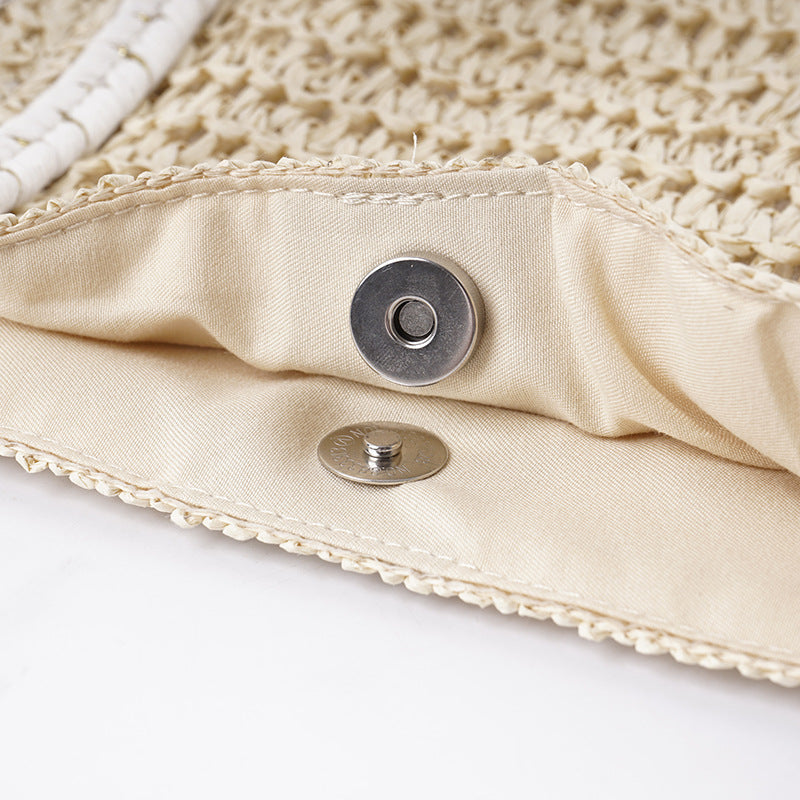 Summer Straw Tote – Large Shoulder Beach Bag, Handwoven