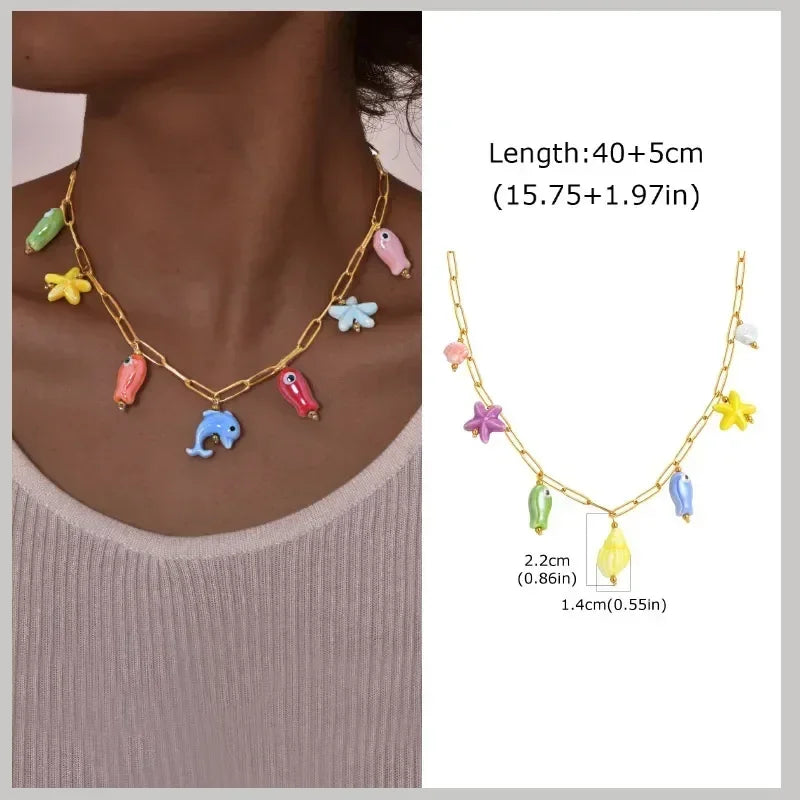 Waterproof 18k Gold Plated Summer Beach Necklace