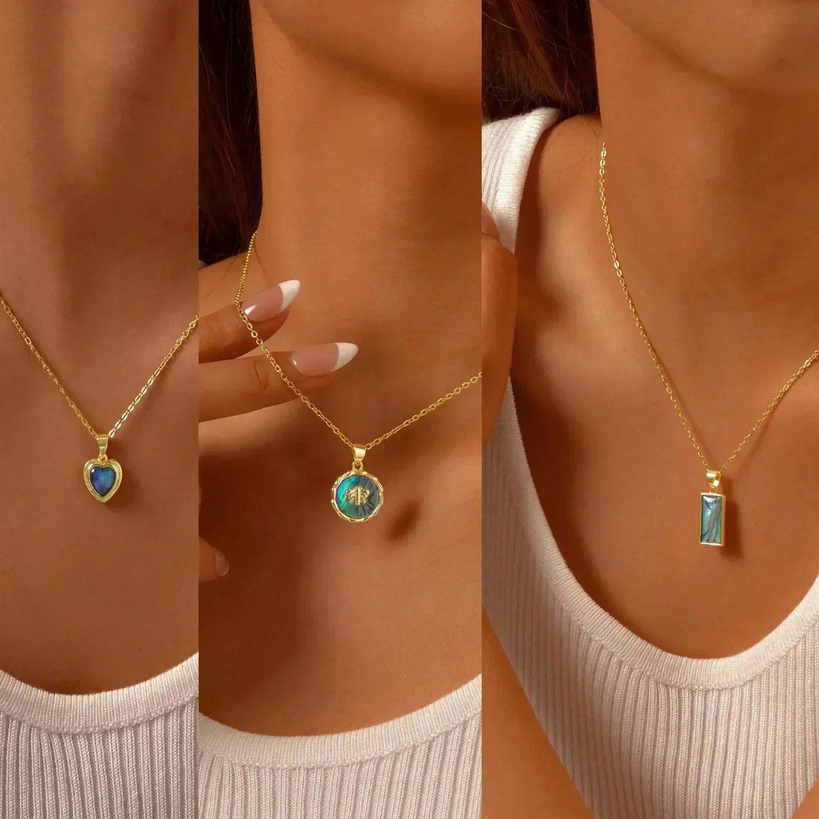 Waterproof Necklace for Women, Nature Abalone Shell