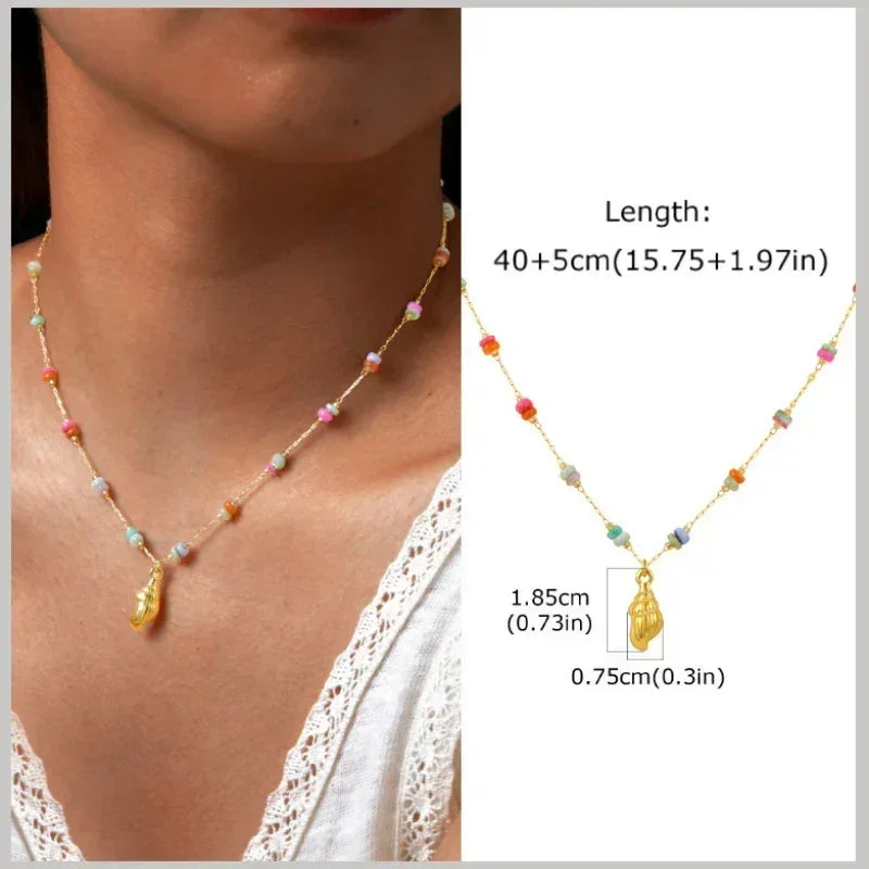 Waterproof 18k Gold Plated Summer Beach Necklace