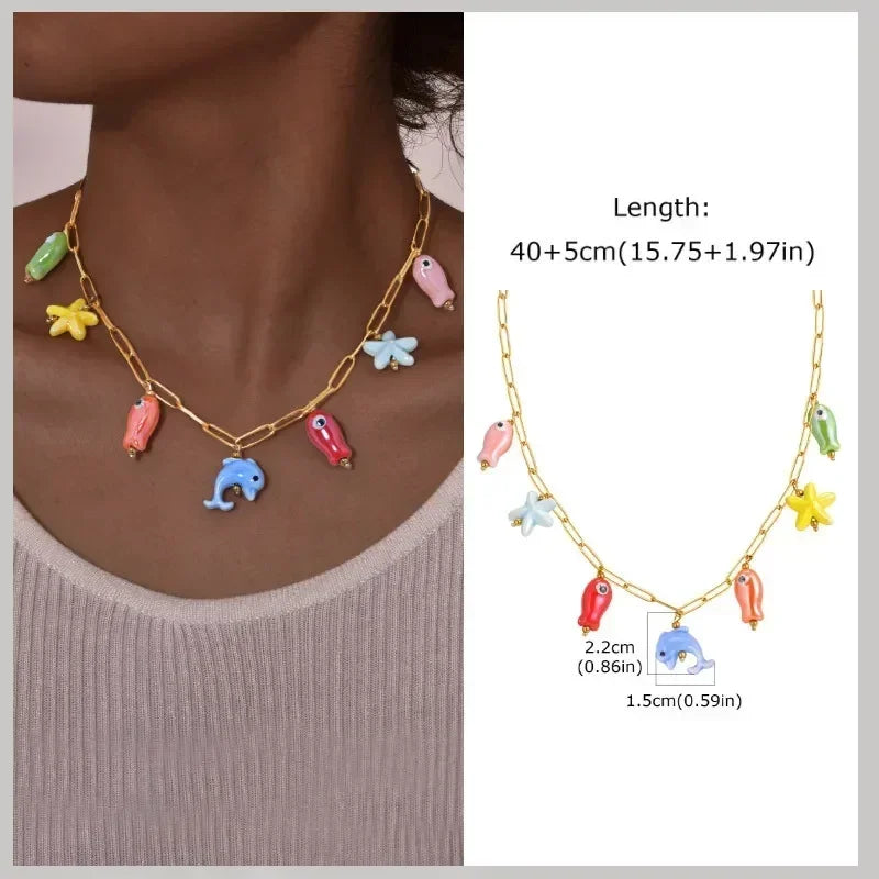 Waterproof 18k Gold Plated Summer Beach Necklace