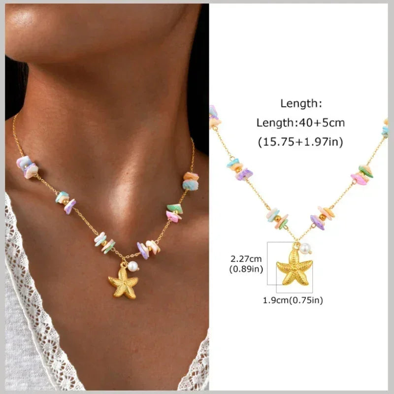 Waterproof 18k Gold Plated Summer Beach Necklace