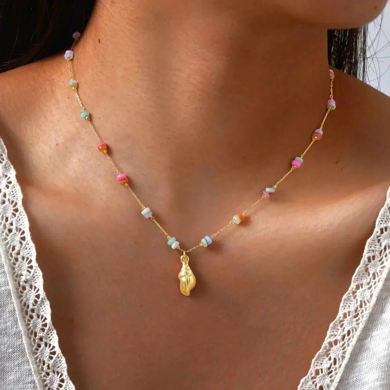Waterproof 18k Gold Plated Summer Beach Necklace