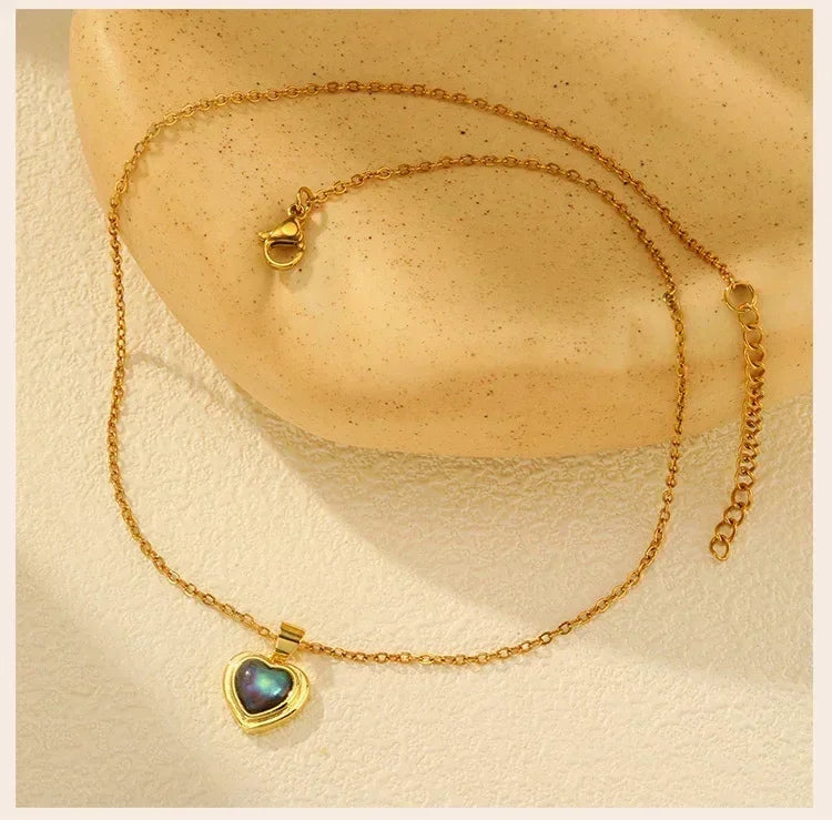Waterproof Necklace for Women, Nature Abalone Shell