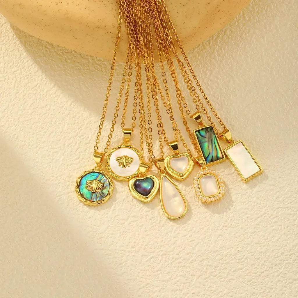 Waterproof Necklace for Women, Nature Abalone Shell