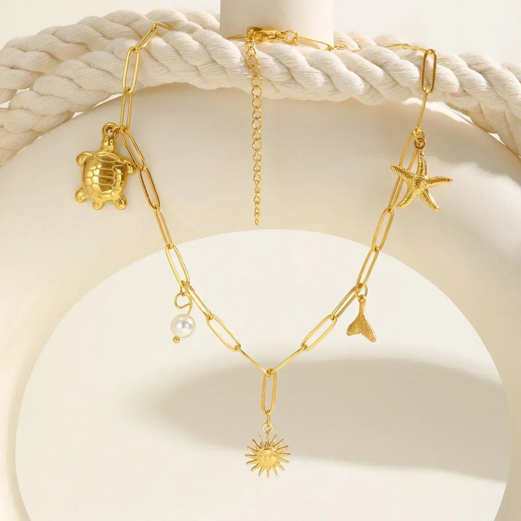 Waterproof 18k Gold Plated Summer Beach Necklace