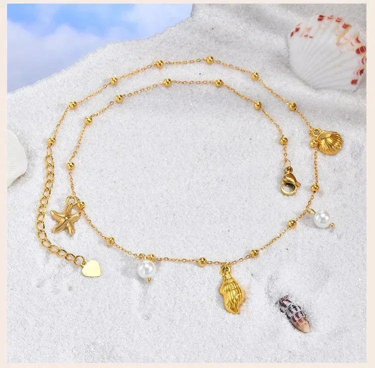 Waterproof 18k Gold Plated Summer Beach Necklace