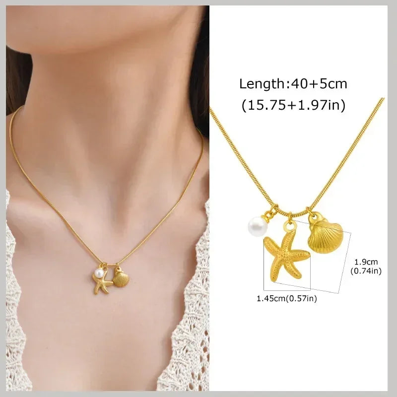 Waterproof 18k Gold Plated Summer Beach Necklace