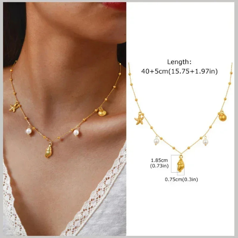 Waterproof 18k Gold Plated Summer Beach Necklace