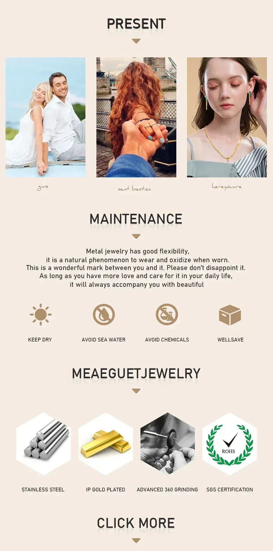 Waterproof 18k Gold Plated Summer Beach Necklace