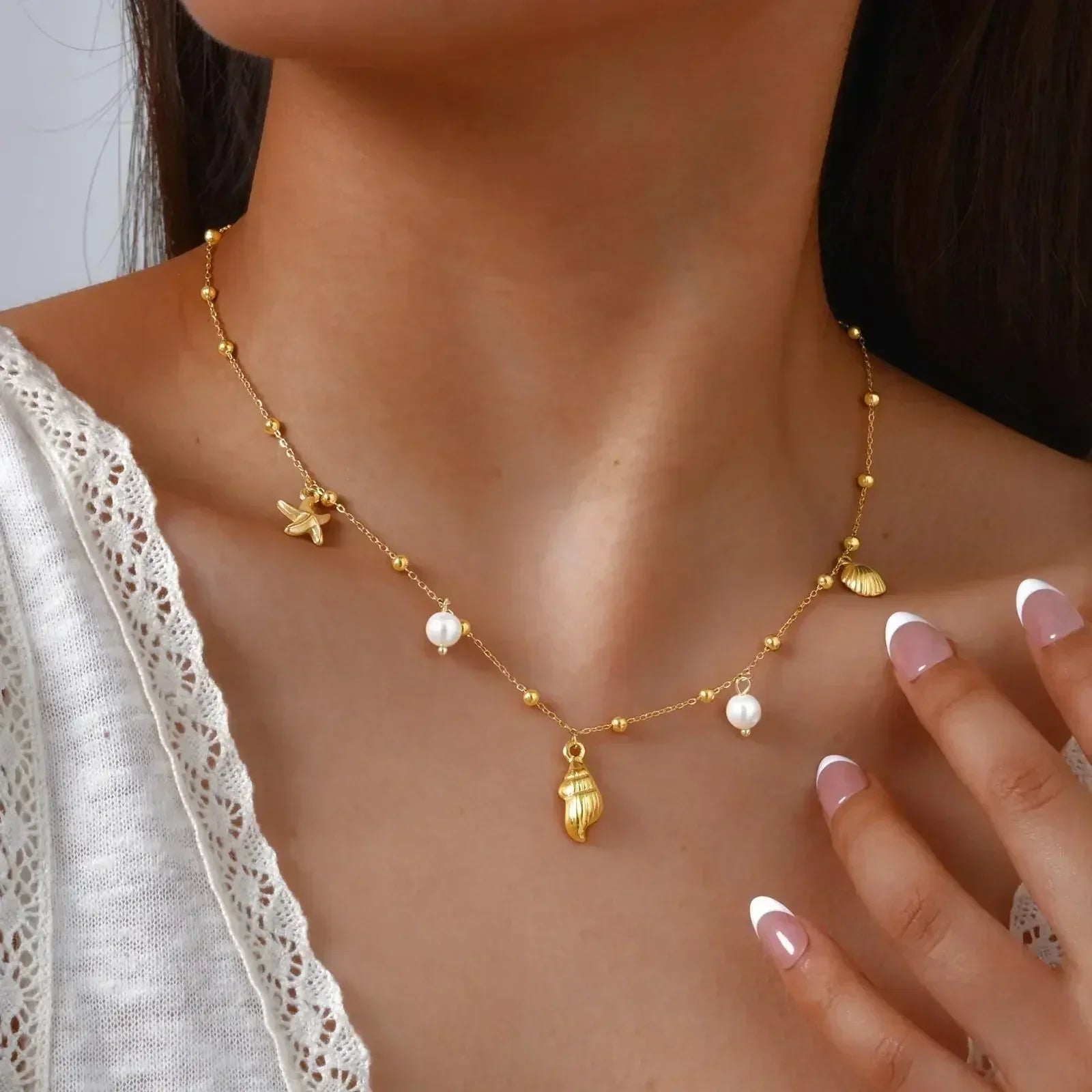 Waterproof 18k Gold Plated Summer Beach Necklace