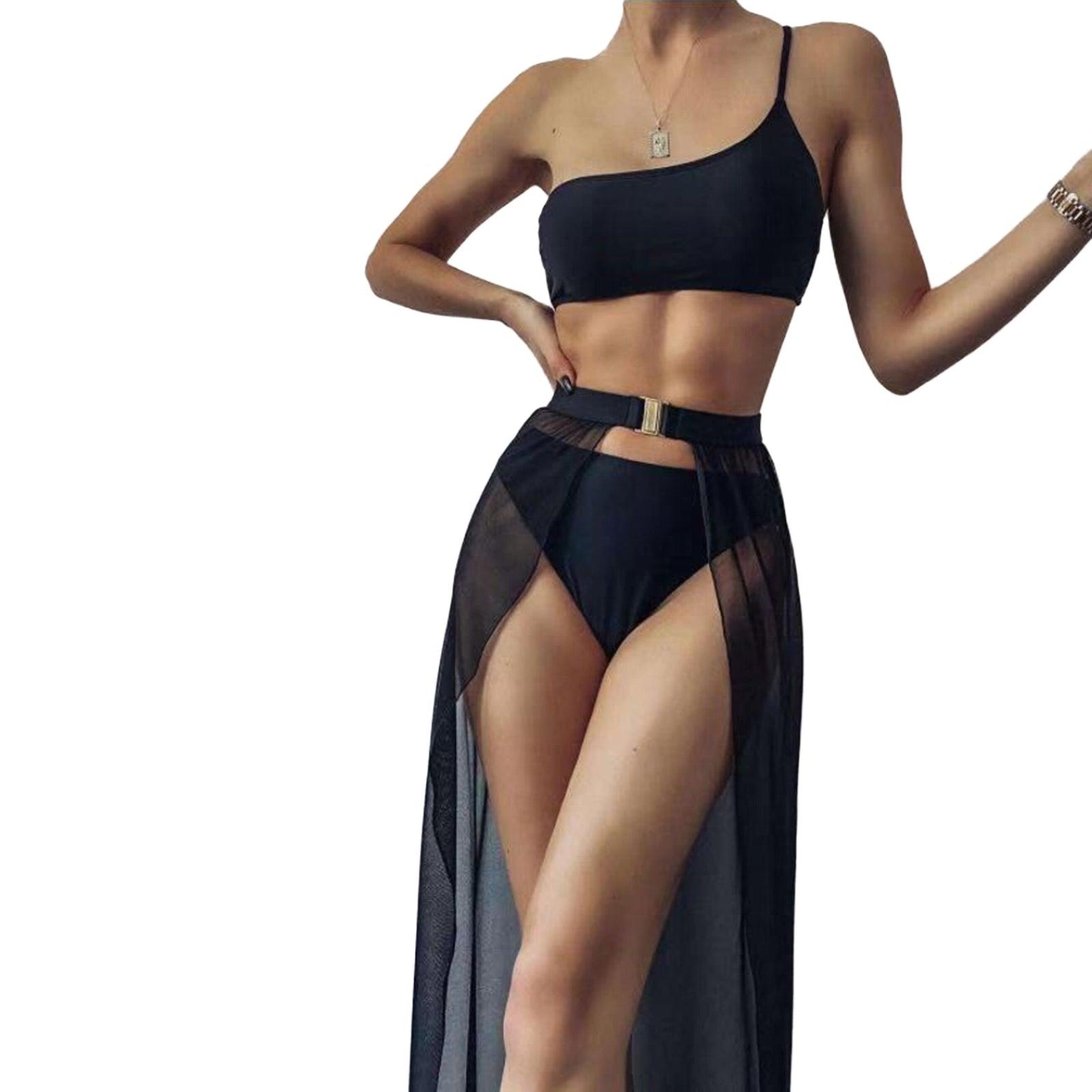 Black Mesh Bikini And Cover Up Set