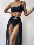 Black Mesh Bikini And Cover Up Set
