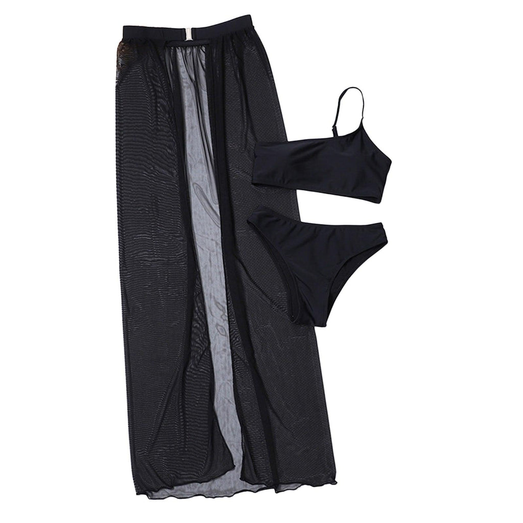 Black Mesh Bikini And Cover Up Set