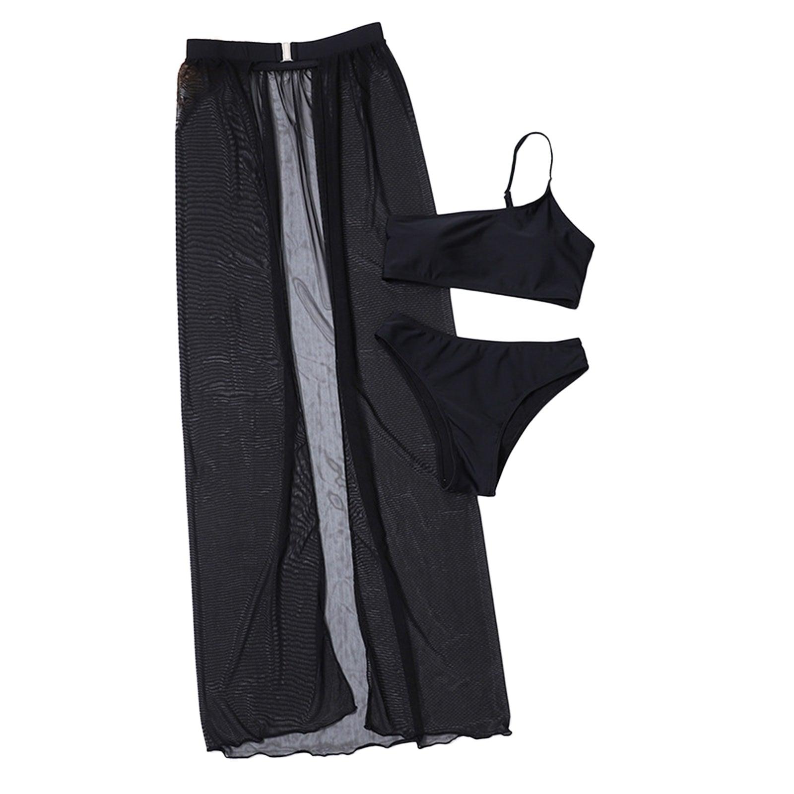 Black Mesh Bikini And Cover Up Set