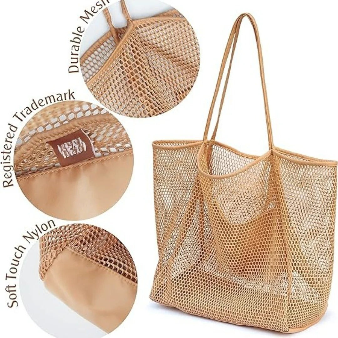 Large Capacity Mesh Beach Bag - for Outdoor Travel & Storage