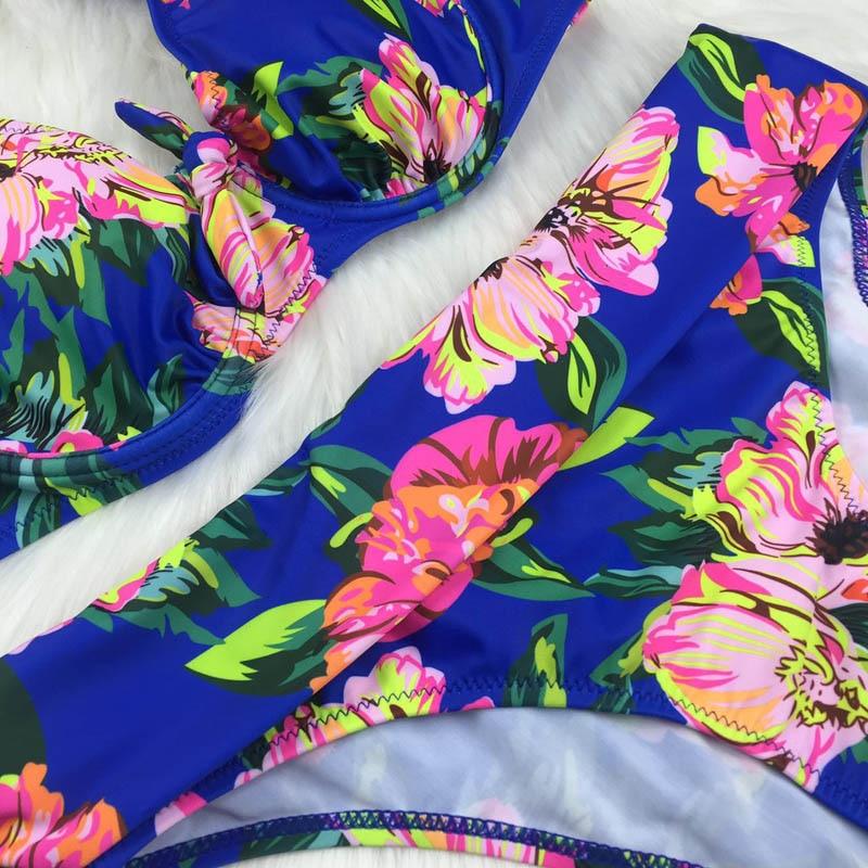 High Waist Two Piece Swimsuit with Tummy Control Bottoms and Push Up Top