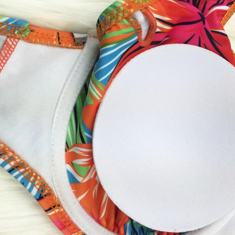 High Waist Two Piece Swimsuit with Tummy Control Bottoms and Push Up Top