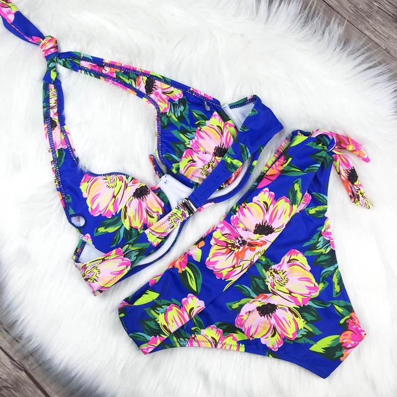 High Waist Two Piece Swimsuit with Tummy Control Bottoms and Push Up Top